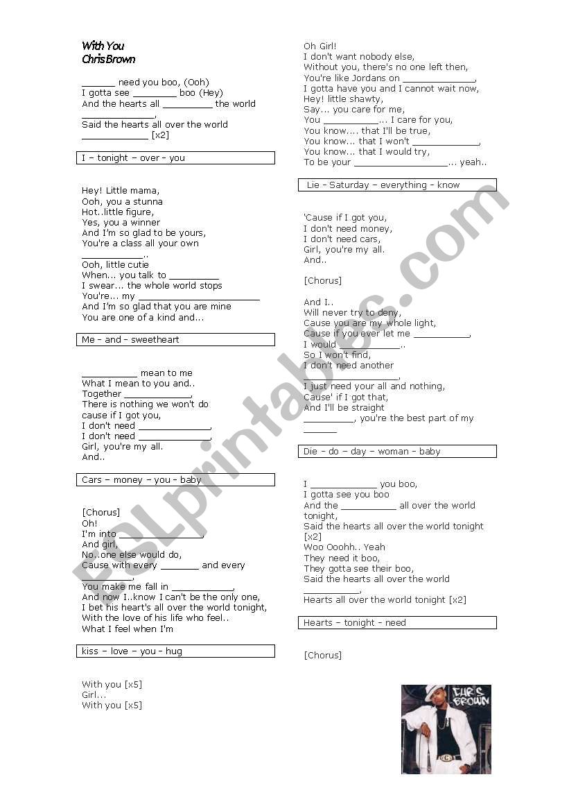 With You - Chris Brown worksheet