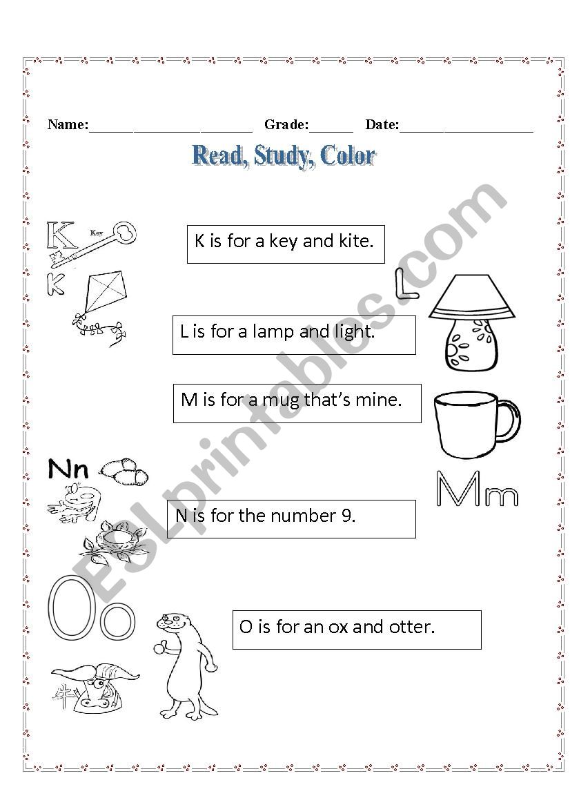 klmno song worksheet