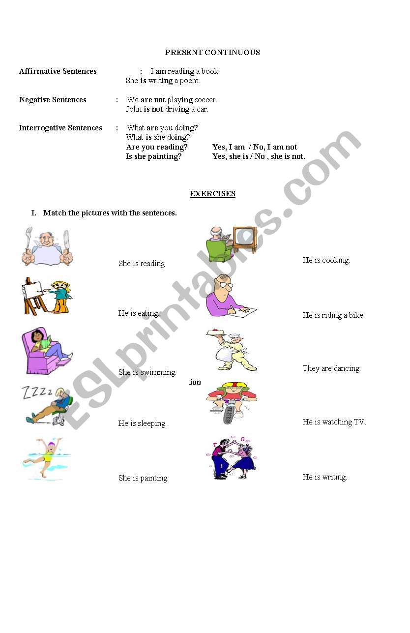 Present Continuous worksheet