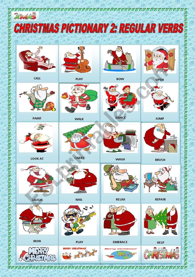 christmas-pictionary-2-regular-verbs-esl-worksheet-by-maryano30