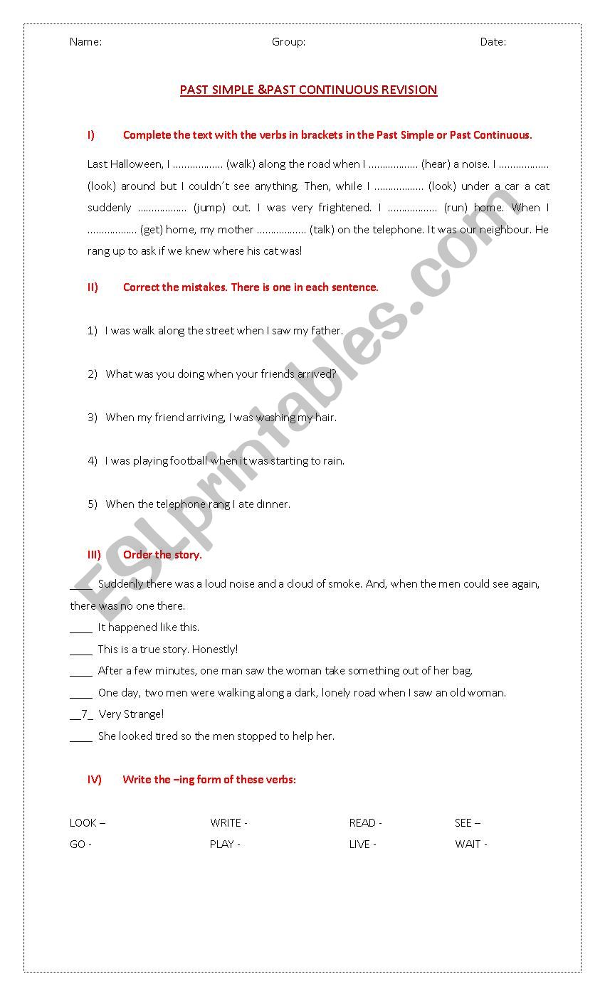 Past Simple & Past Continuous revision