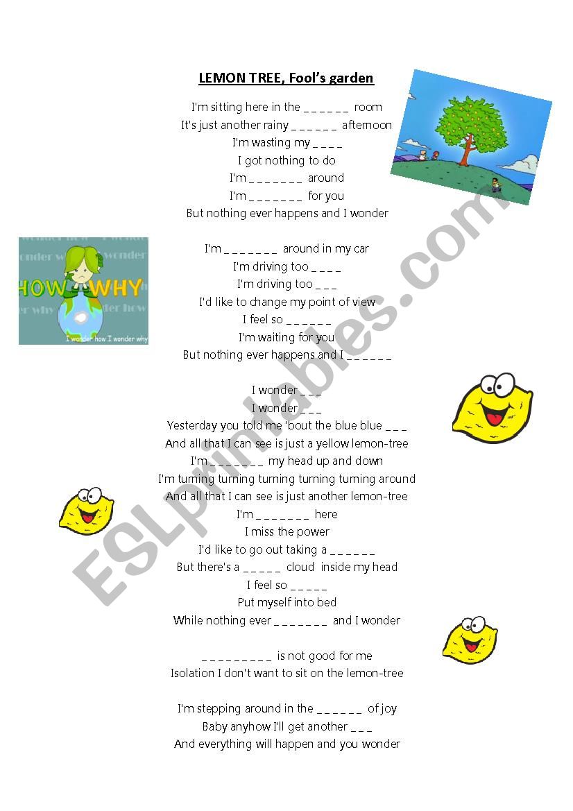 Lemon Tree worksheet