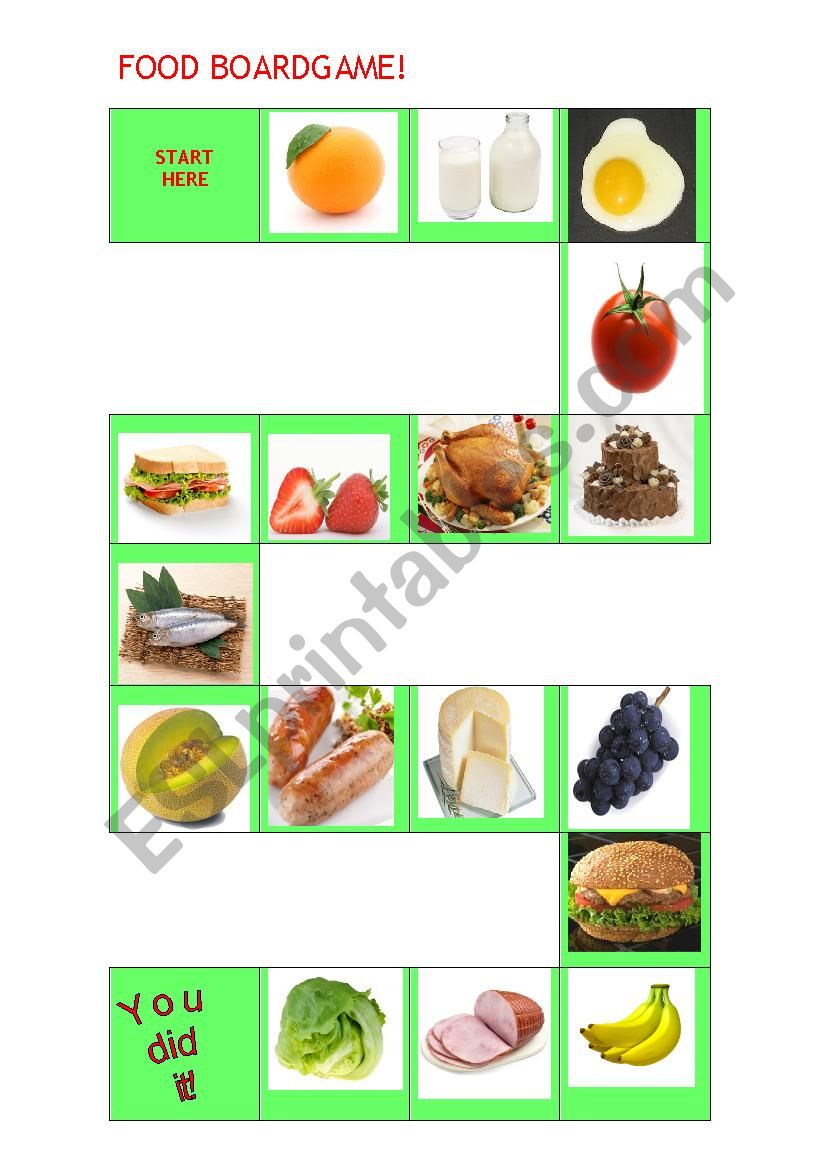 FOOD BOARDGAME worksheet