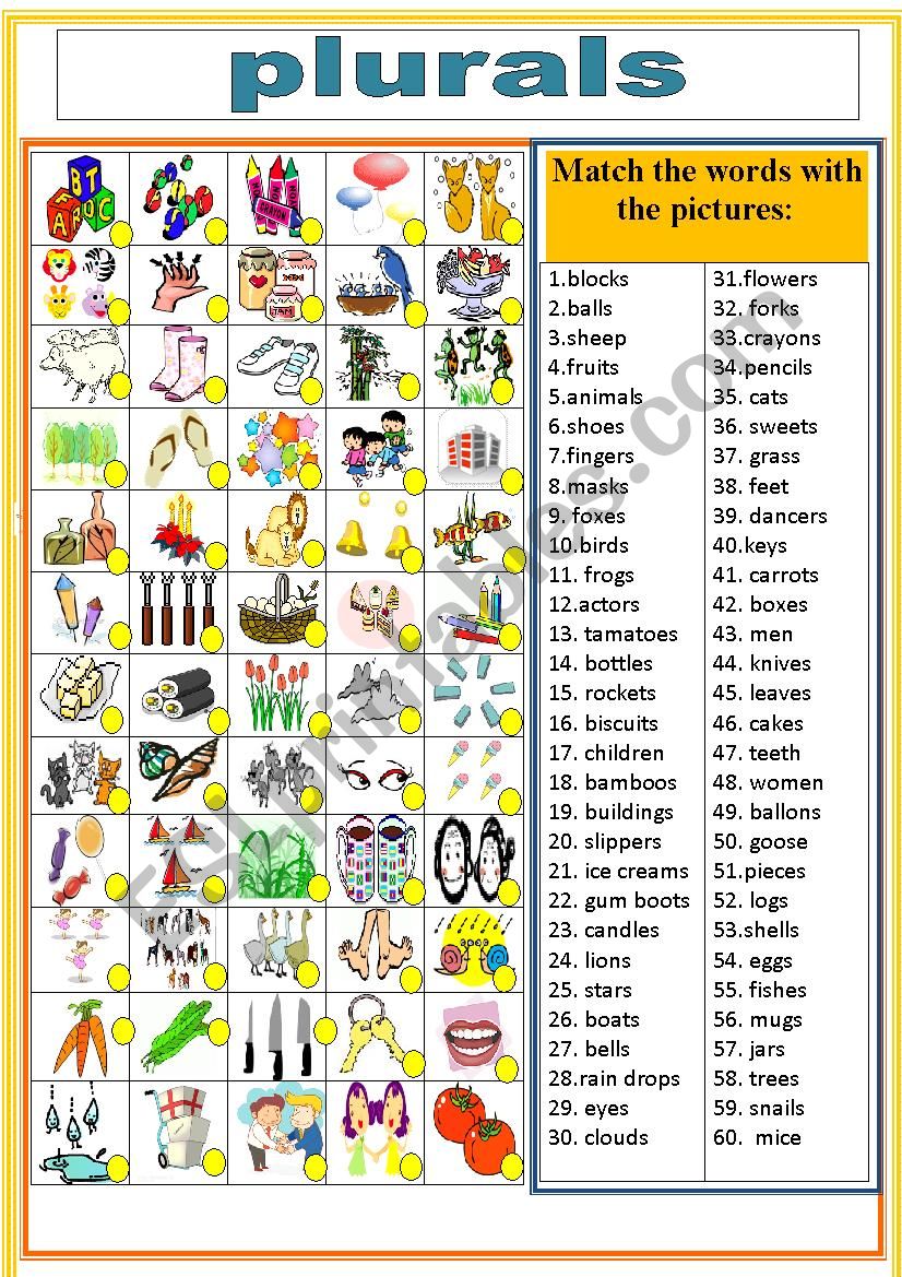 Plurals worksheet