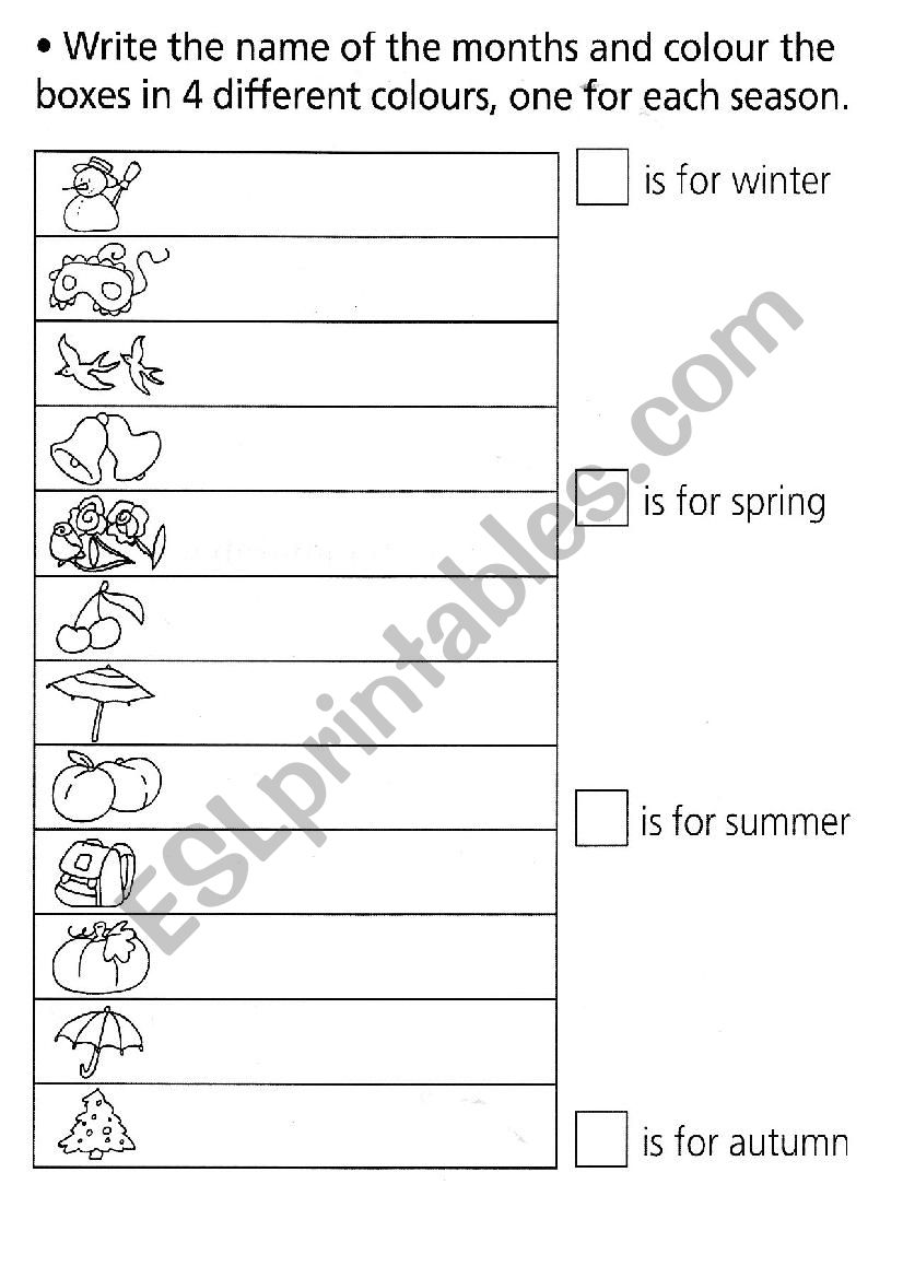 months and seasons worksheet