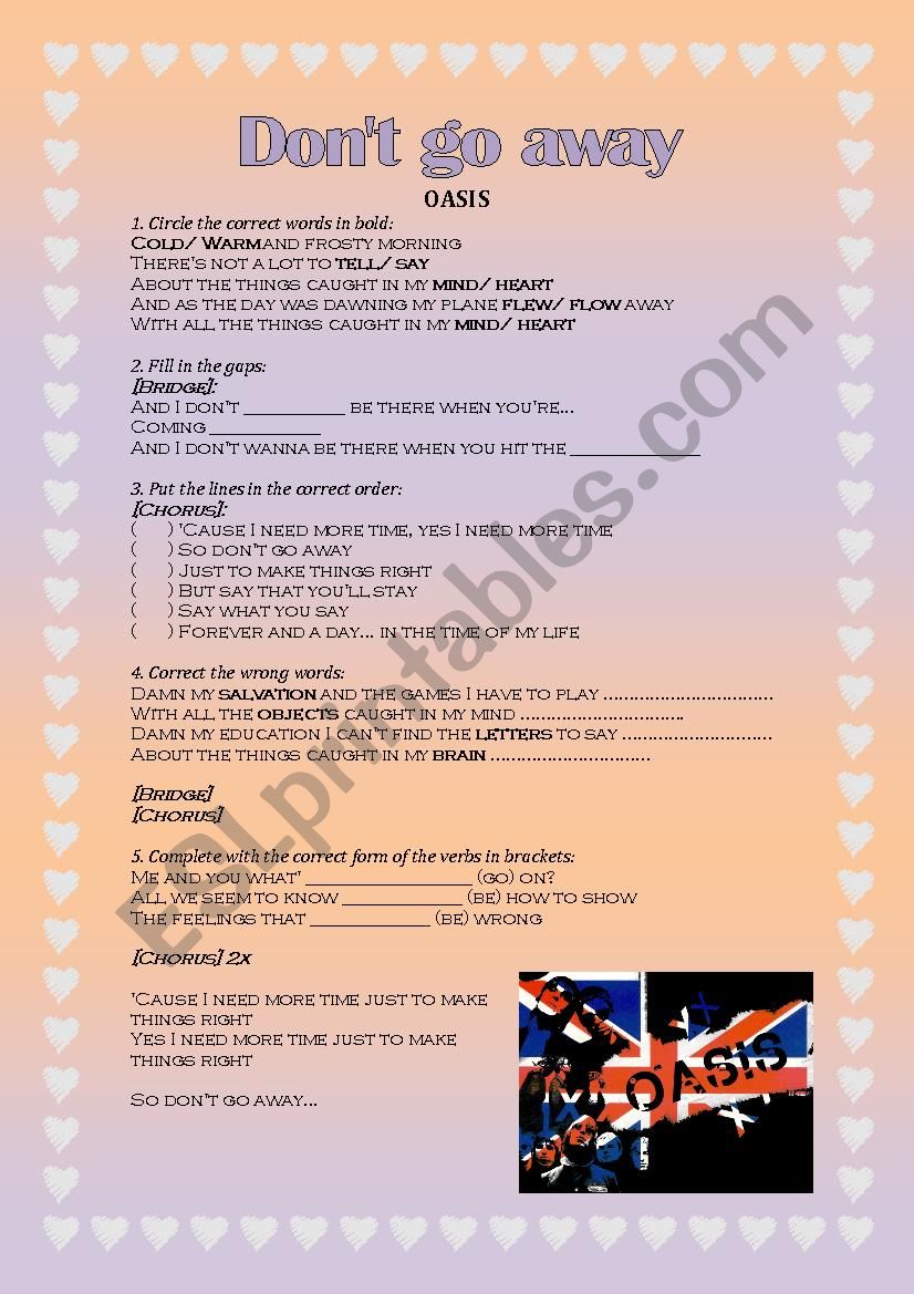 SONG ACTIVITY: DonÂ´t go away - Oasis