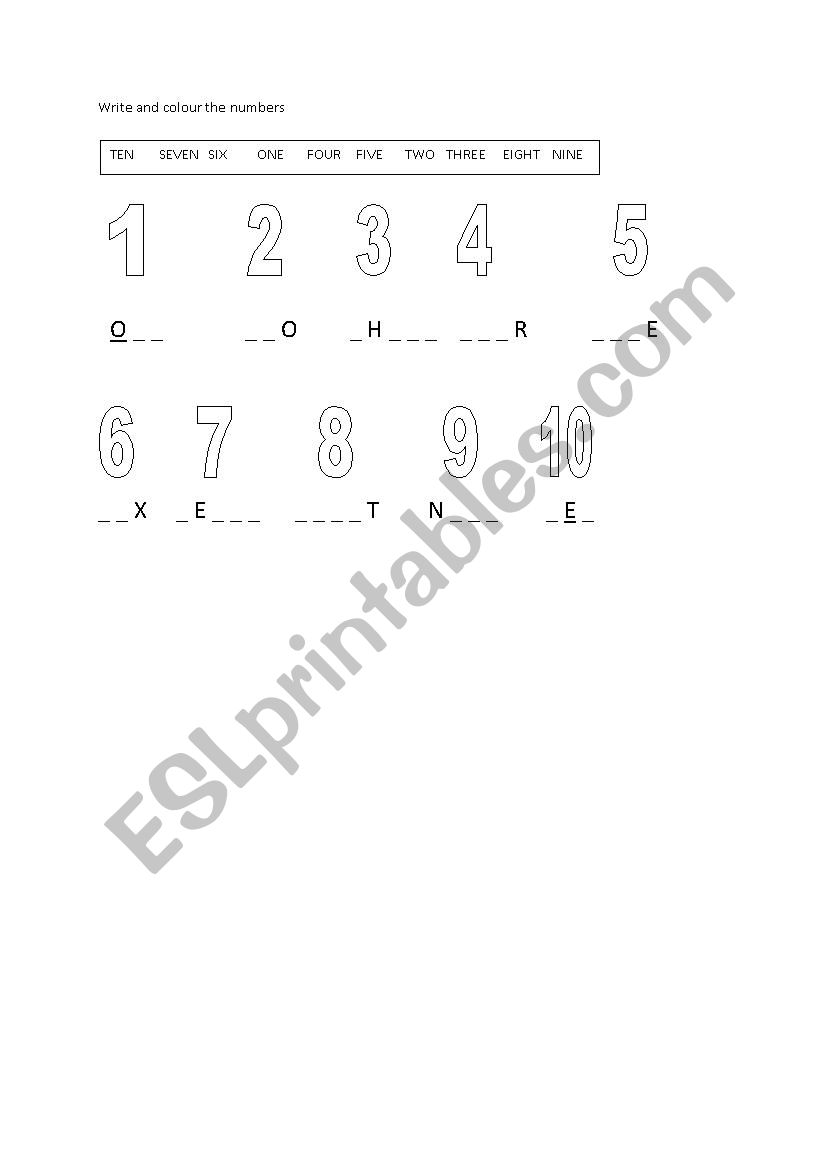 Numbers worksheet worksheet