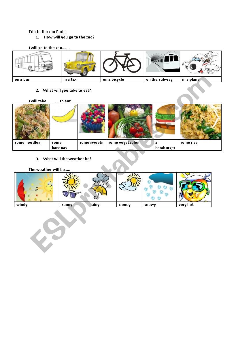 Trip to the Zoo part 1 worksheet