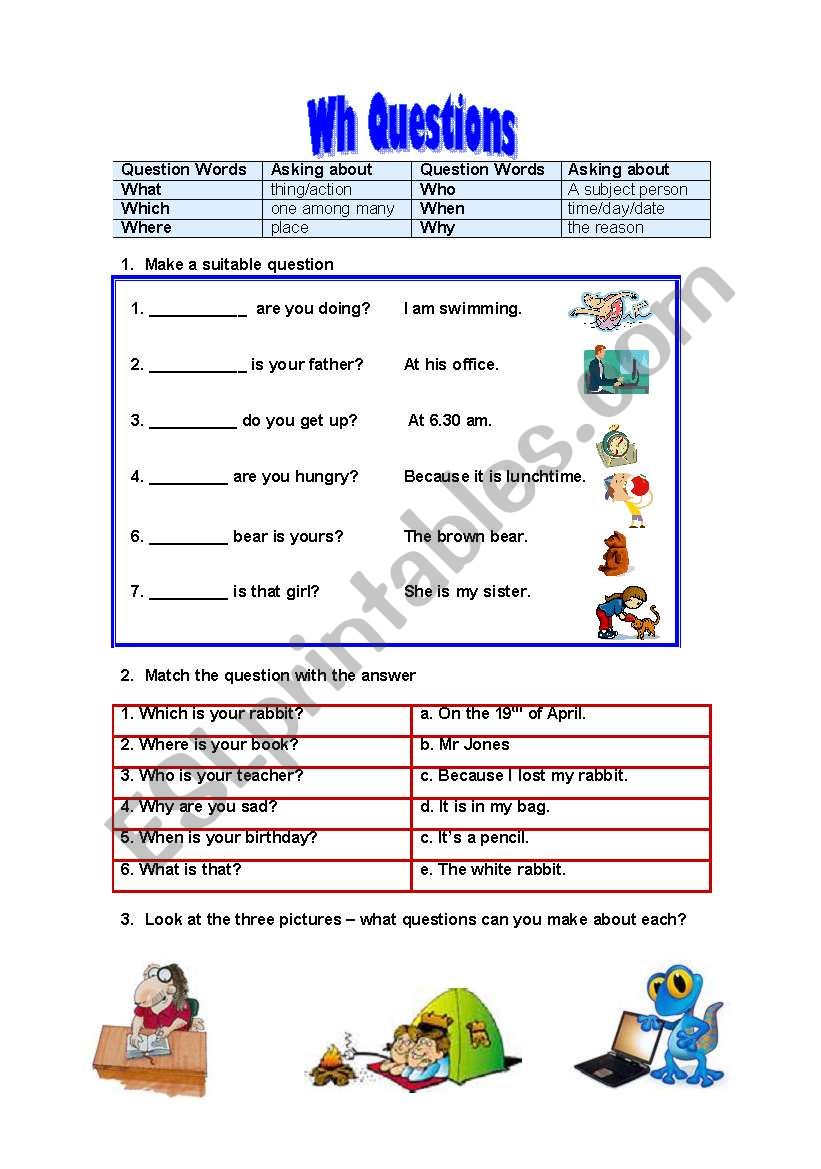 Wh Questions worksheet