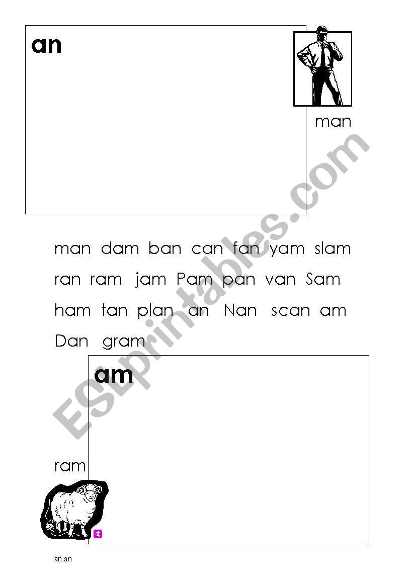 Preliteracy an / am worksheet