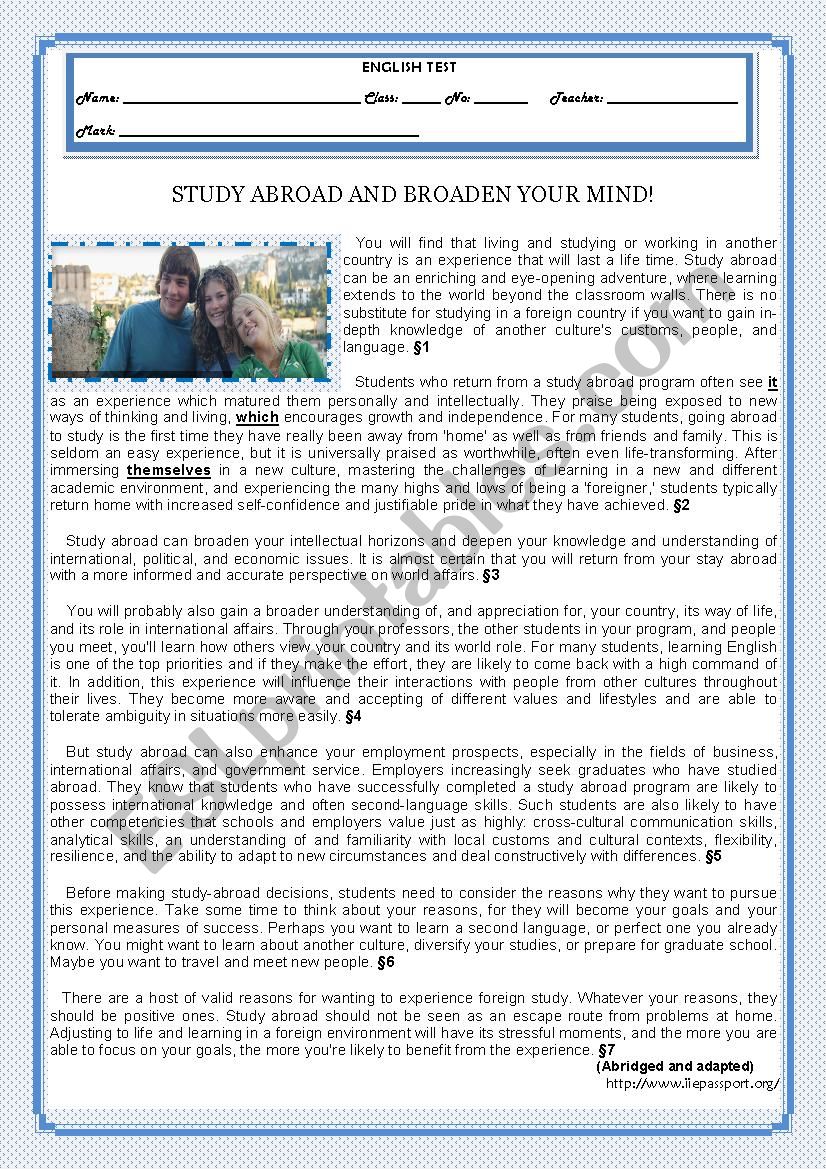 STUDY ABROAD AND BROADEN YOUR MIND!