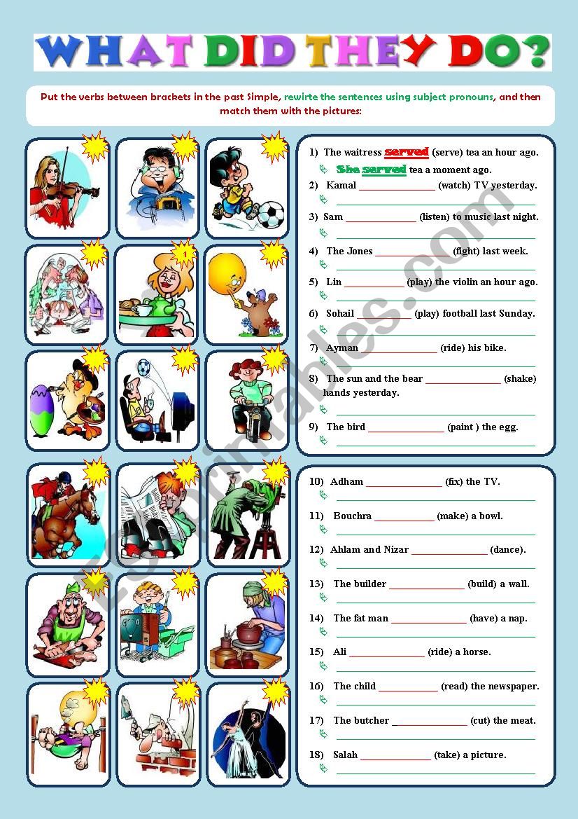 Past simple and subject pronouns