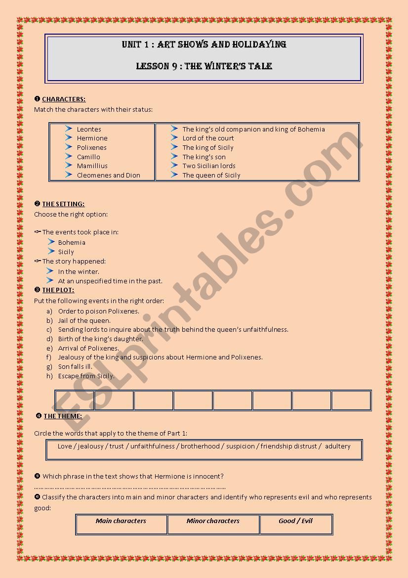 unit 1 lesson 9 The winters tale