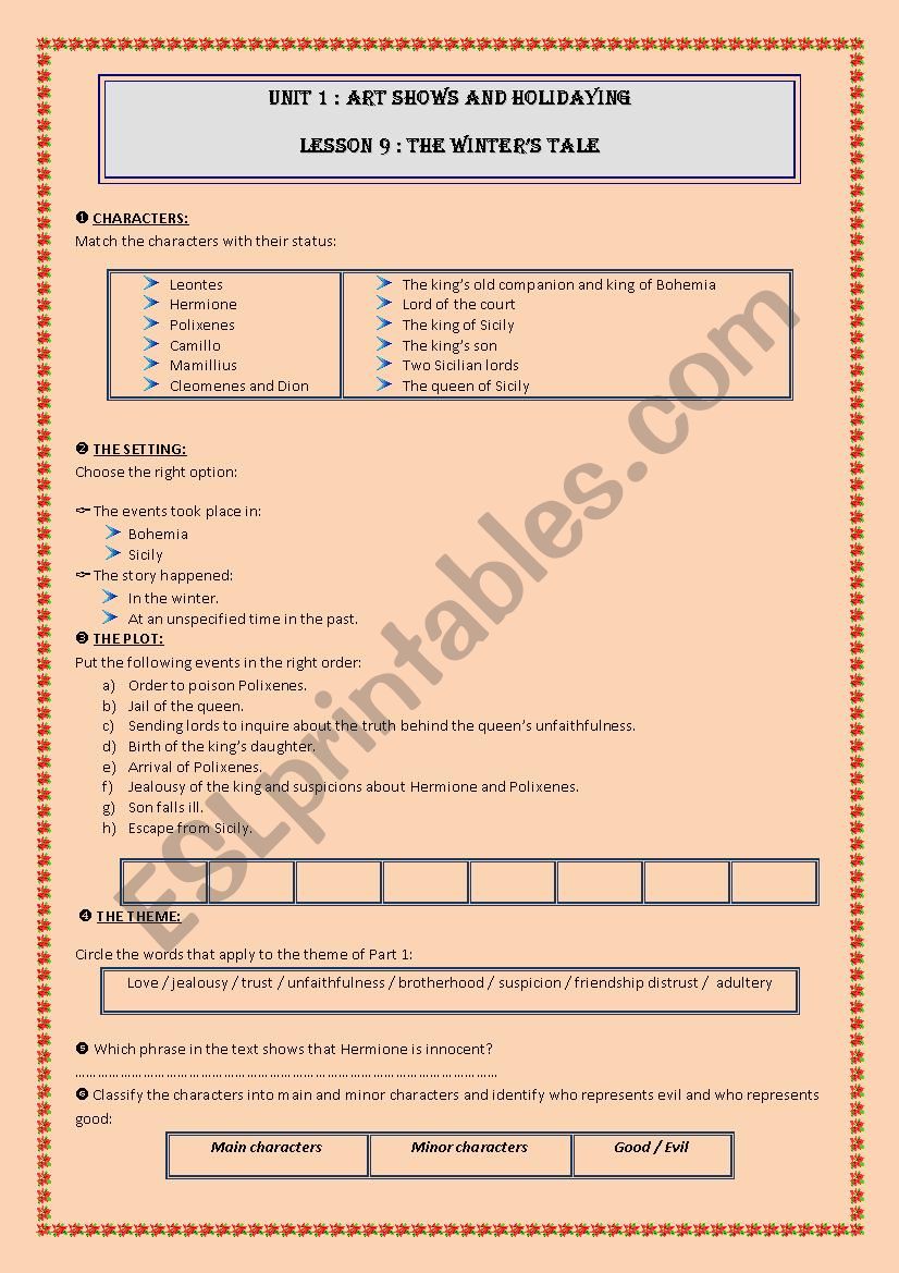 unit 1 lesson 9 The winterÂ´s tale
