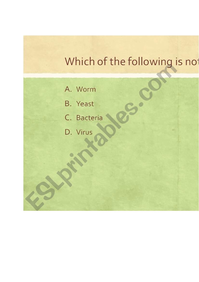 Microorganism worksheet