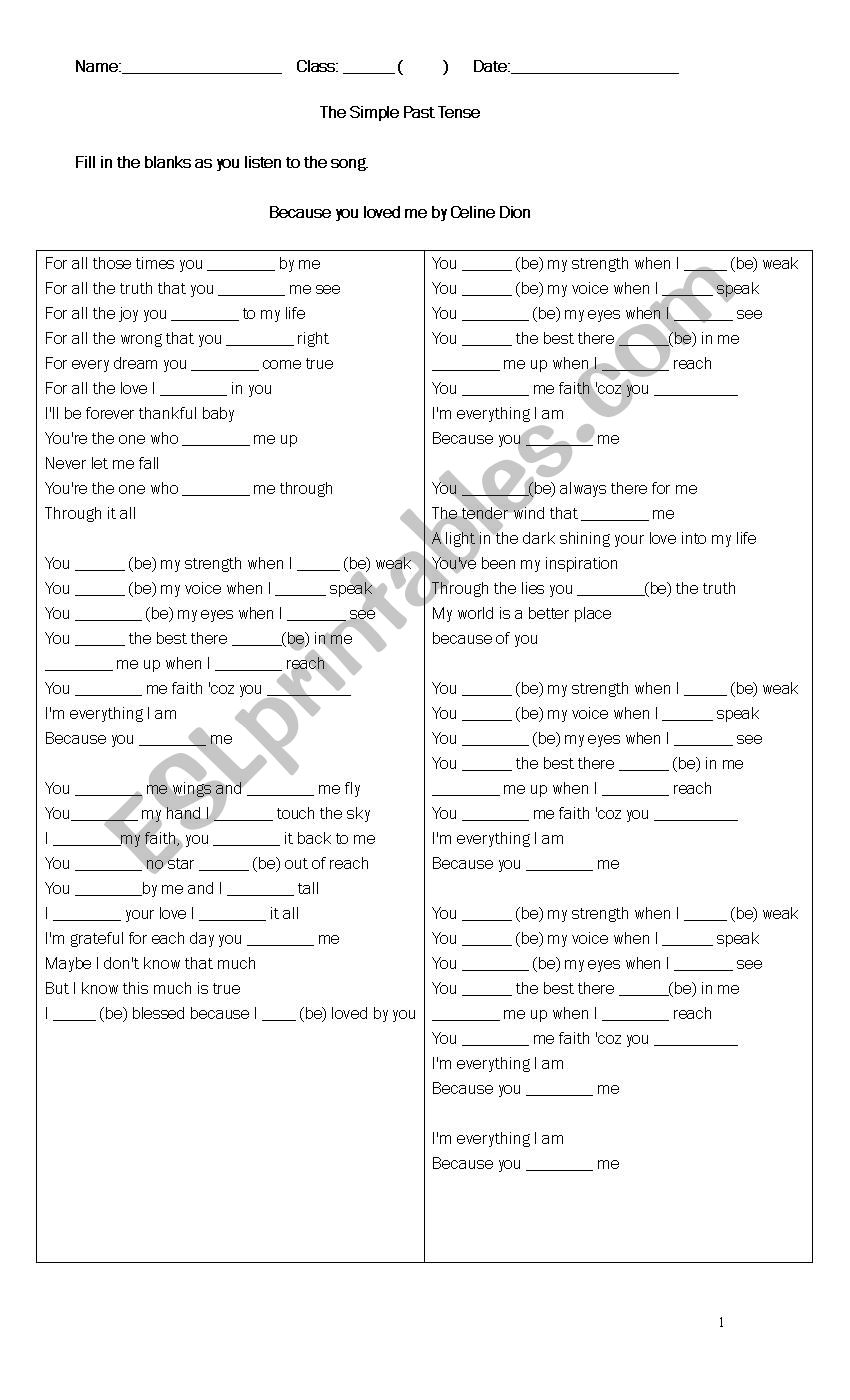 learning simple past tense with song