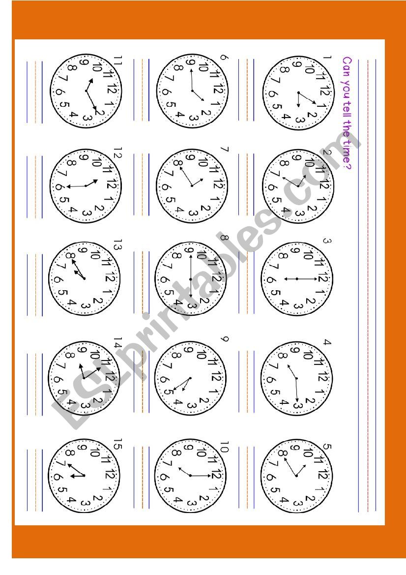 Can You Tell Time? worksheet