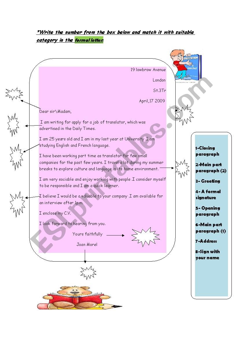 Formal Letter worksheet