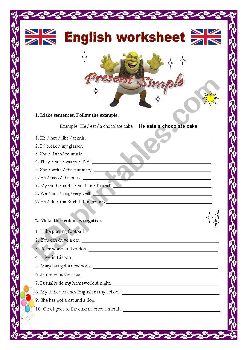 Simple Present  worksheet worksheet