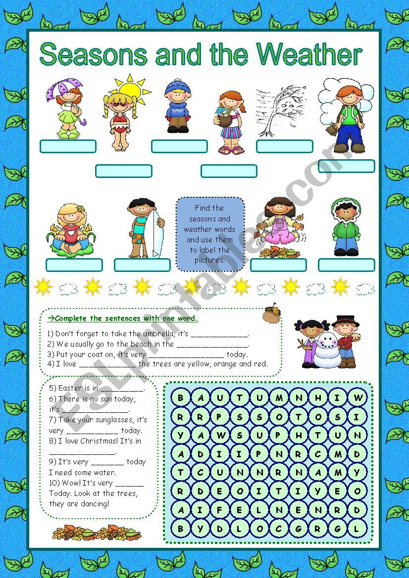 weather words and seasons worksheet