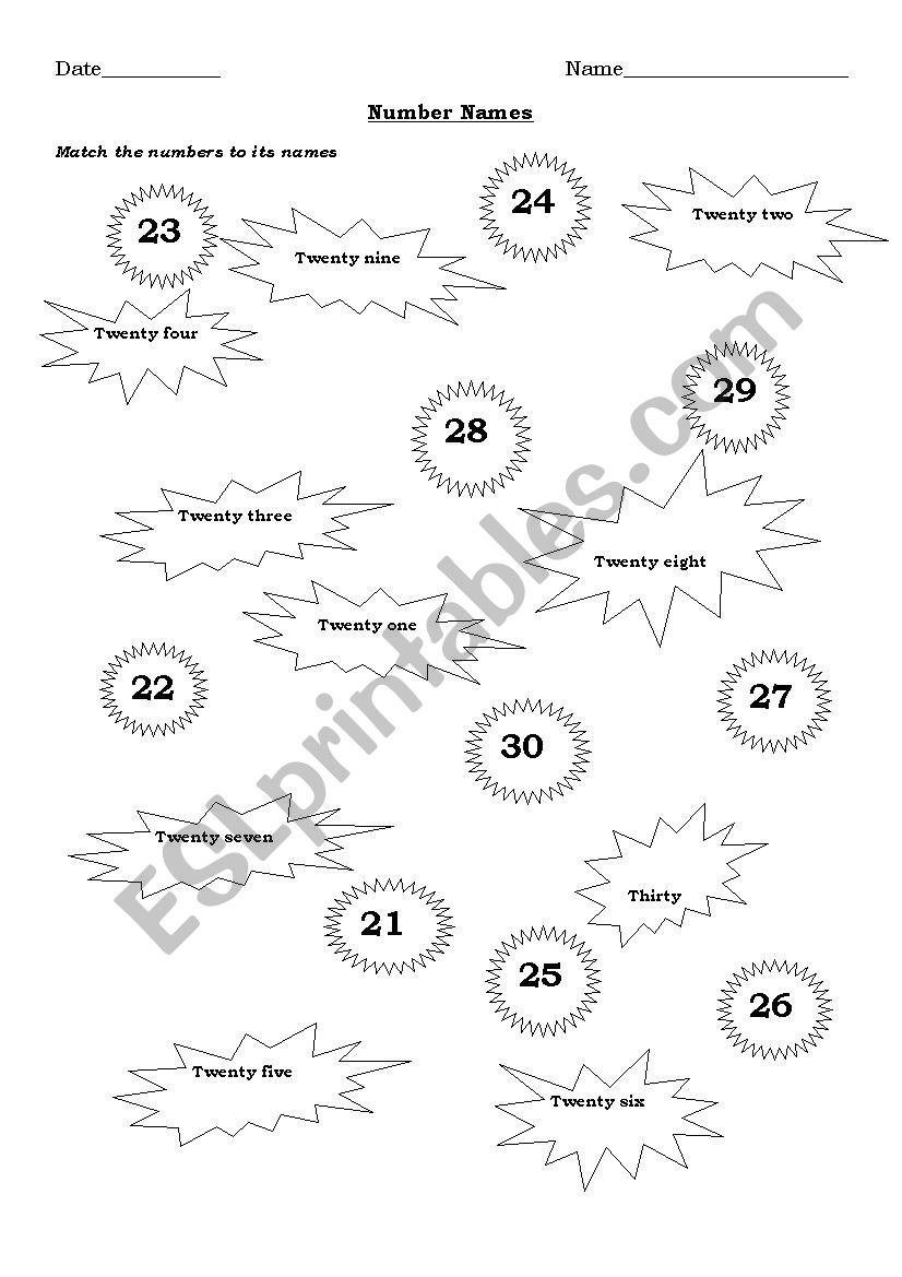 number names worksheet