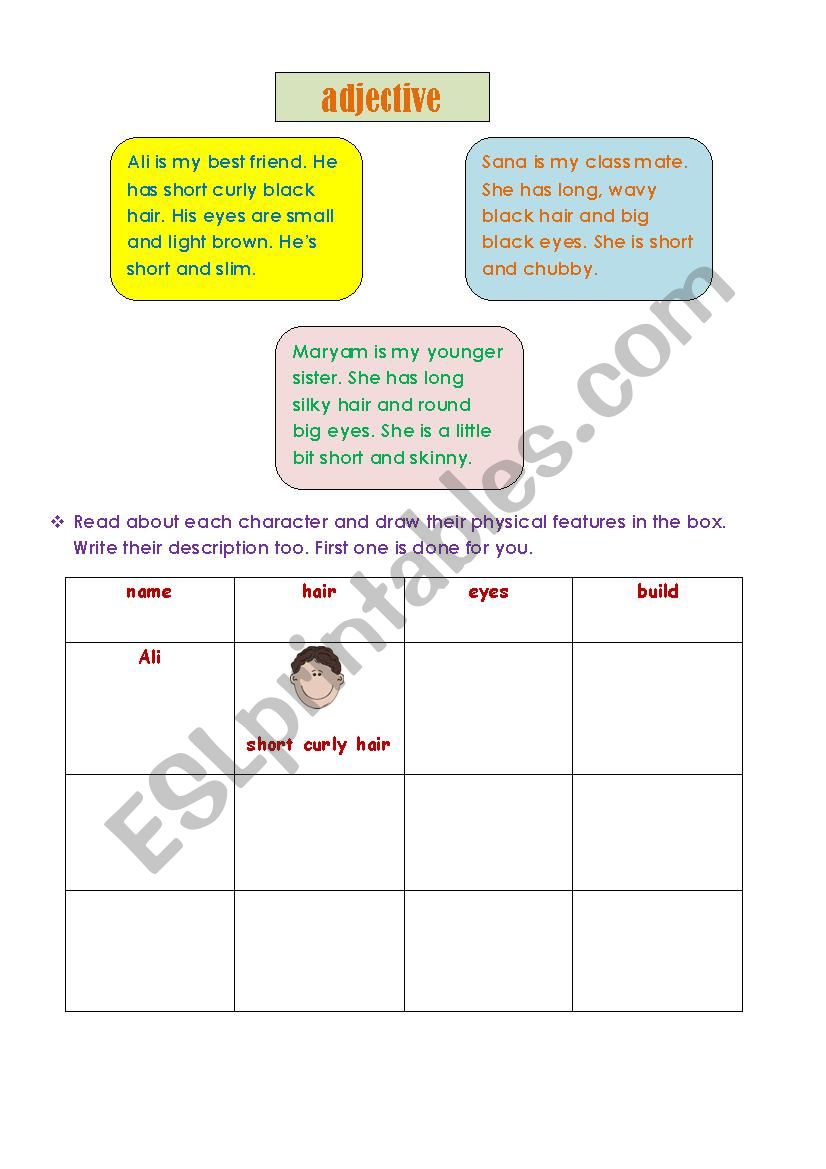 adjectives worksheet