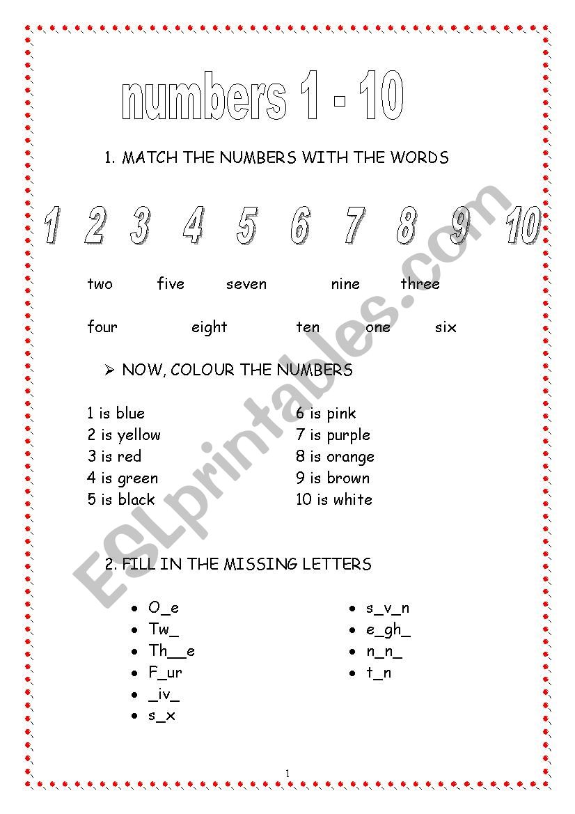 numbers - plural worksheet