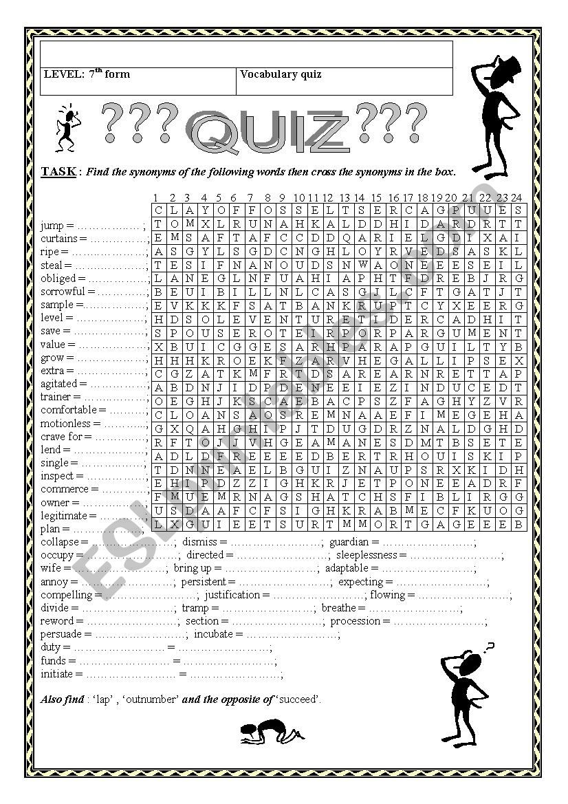 Quiz worksheet