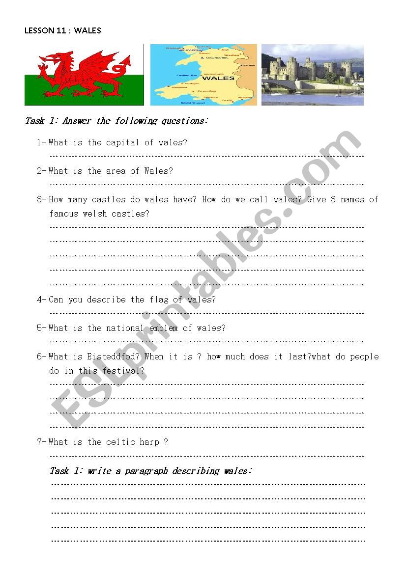 wales quiz worksheet