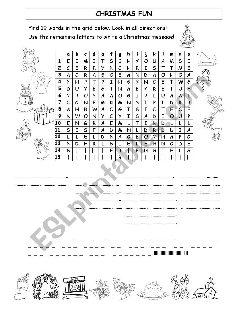 Christmas fun worksheet