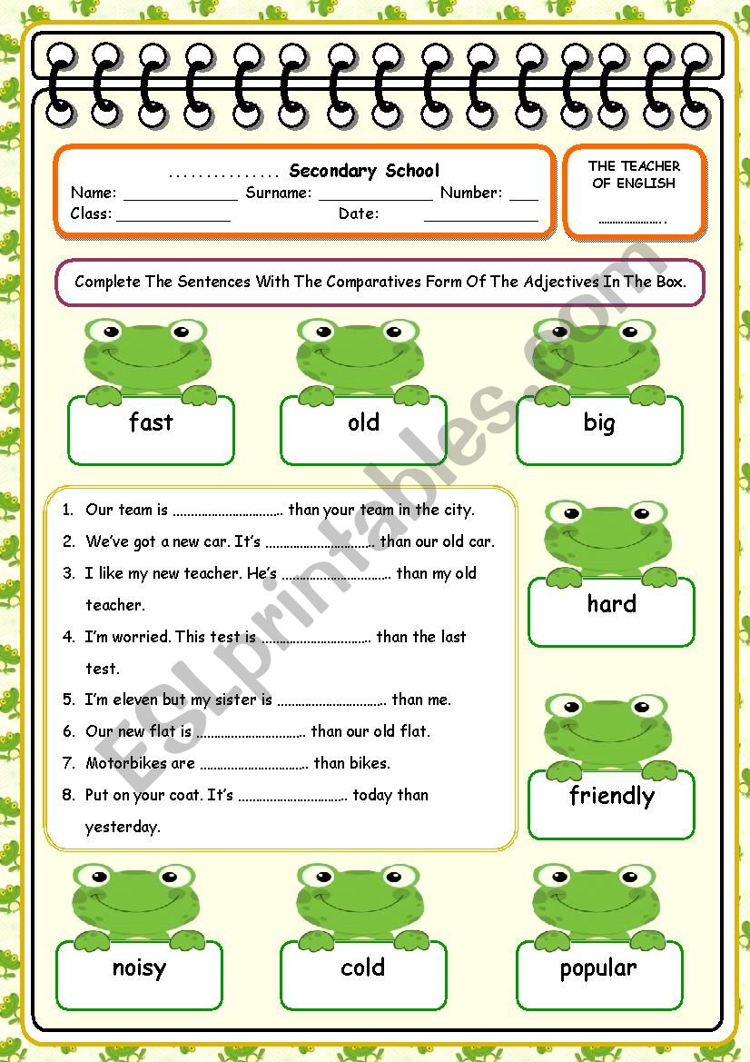 Comparision worksheet