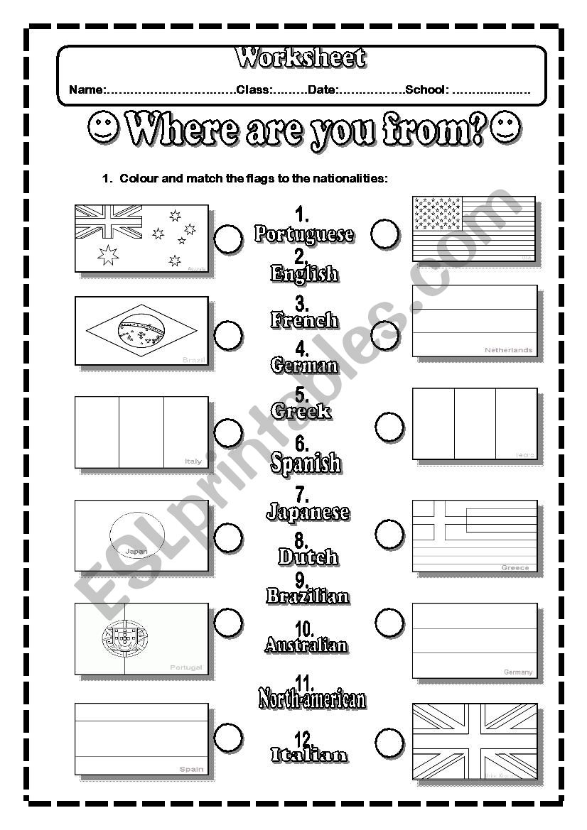 WHERE ARE YOU FROM? Countries and Nationalties + 2 pages