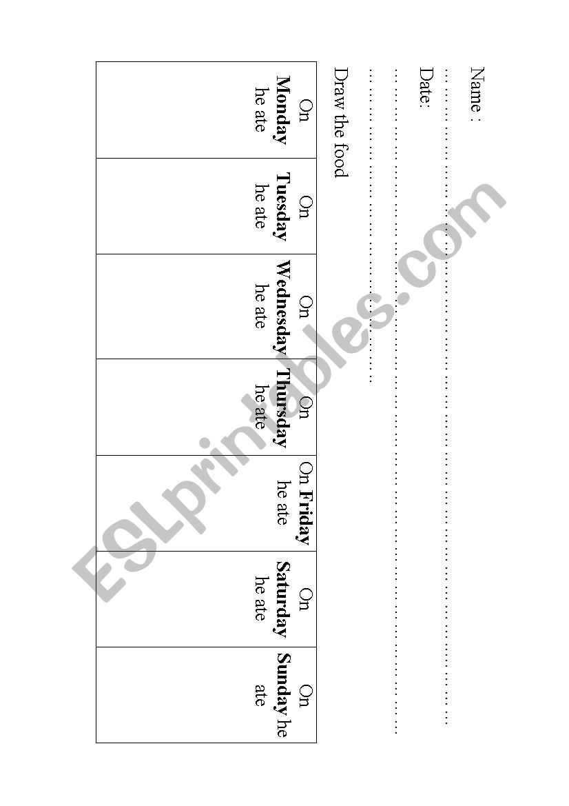 The very hungry caterpillar worksheet