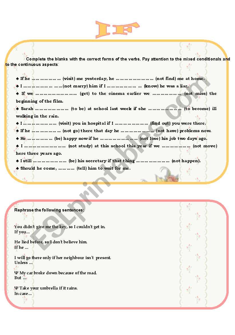 IF SENTENCES worksheet