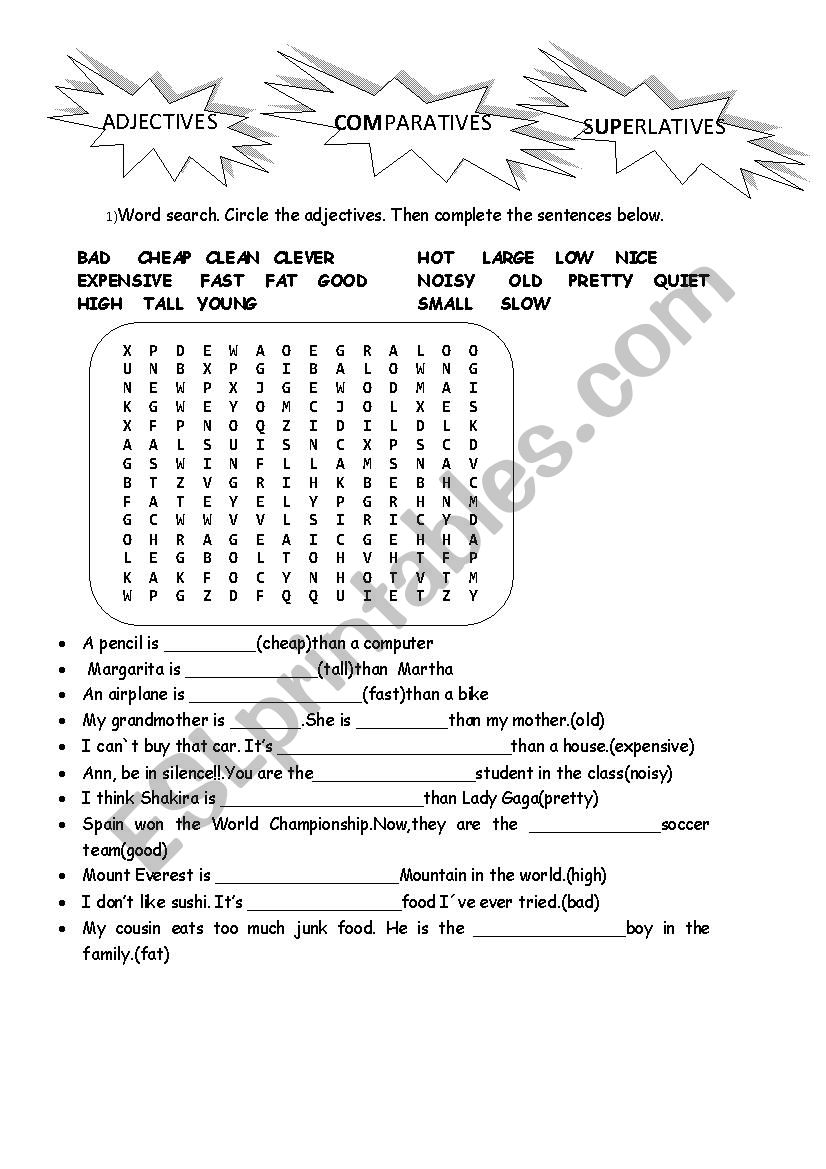 Comparative worksheet