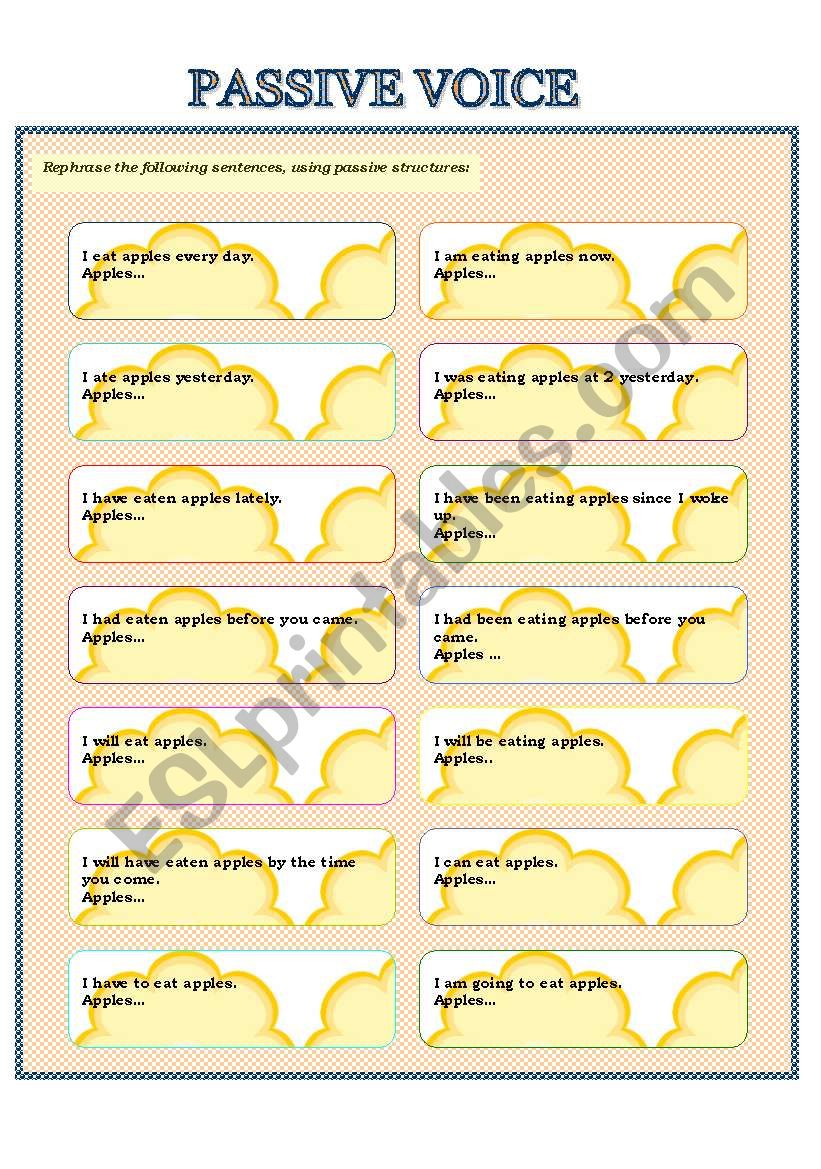 PASSIVE VOICE - exercises worksheet