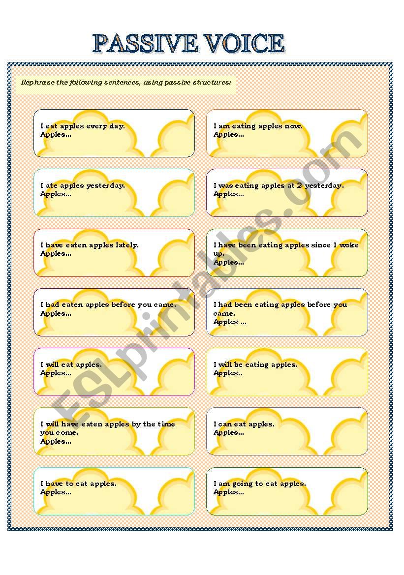 PASSIVE VOICE - exercises worksheet