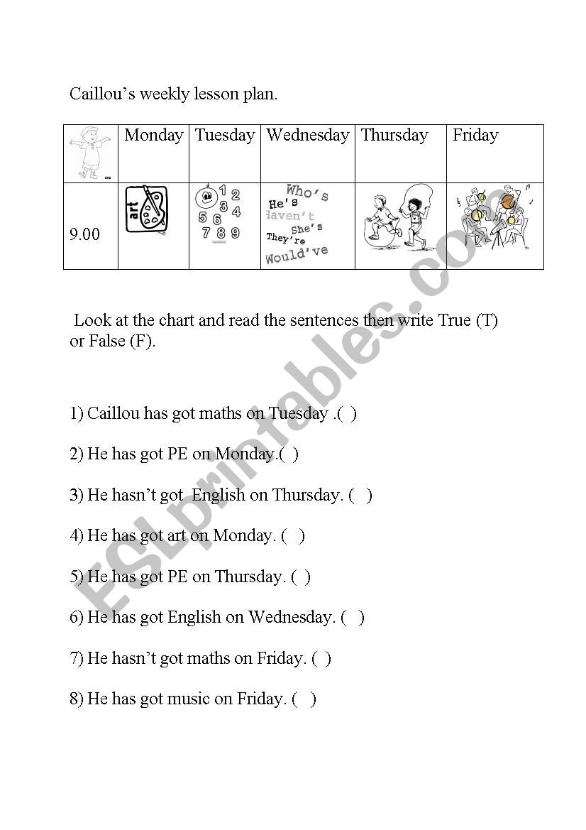Weekly lesson plan worksheet