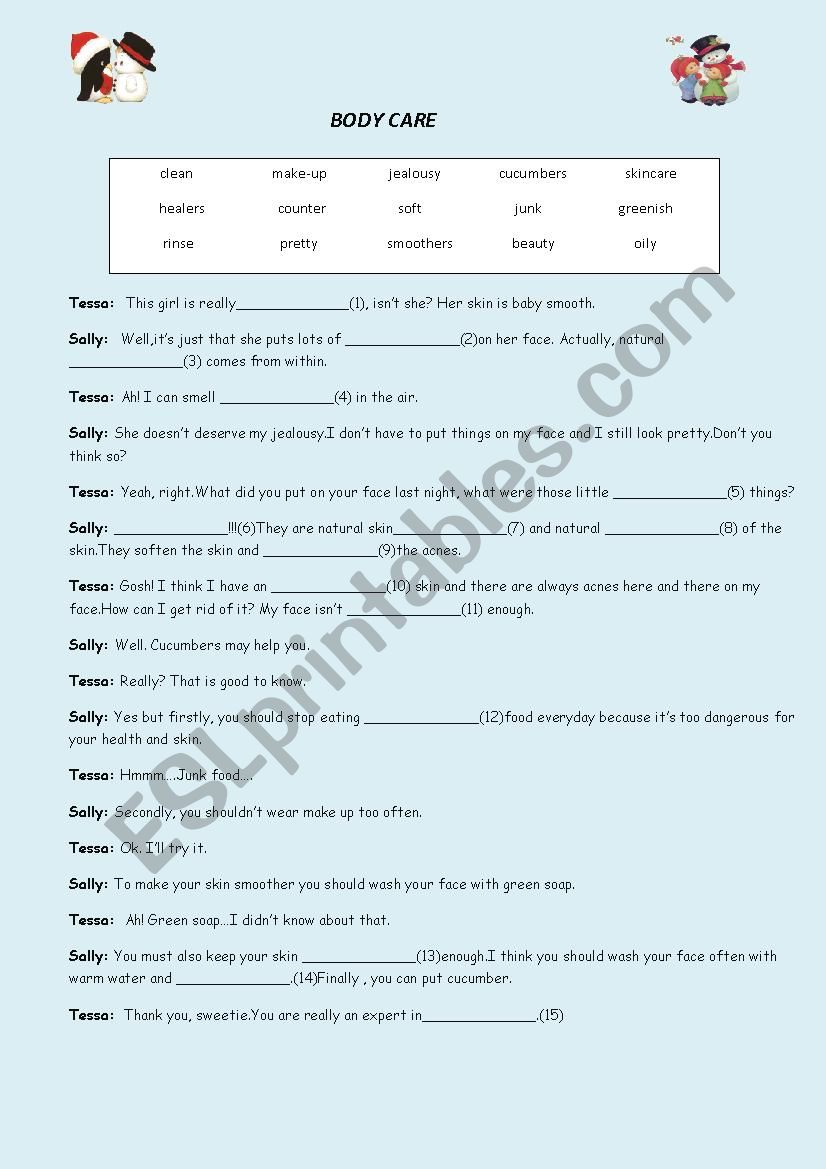 BODY CARE + KEY worksheet