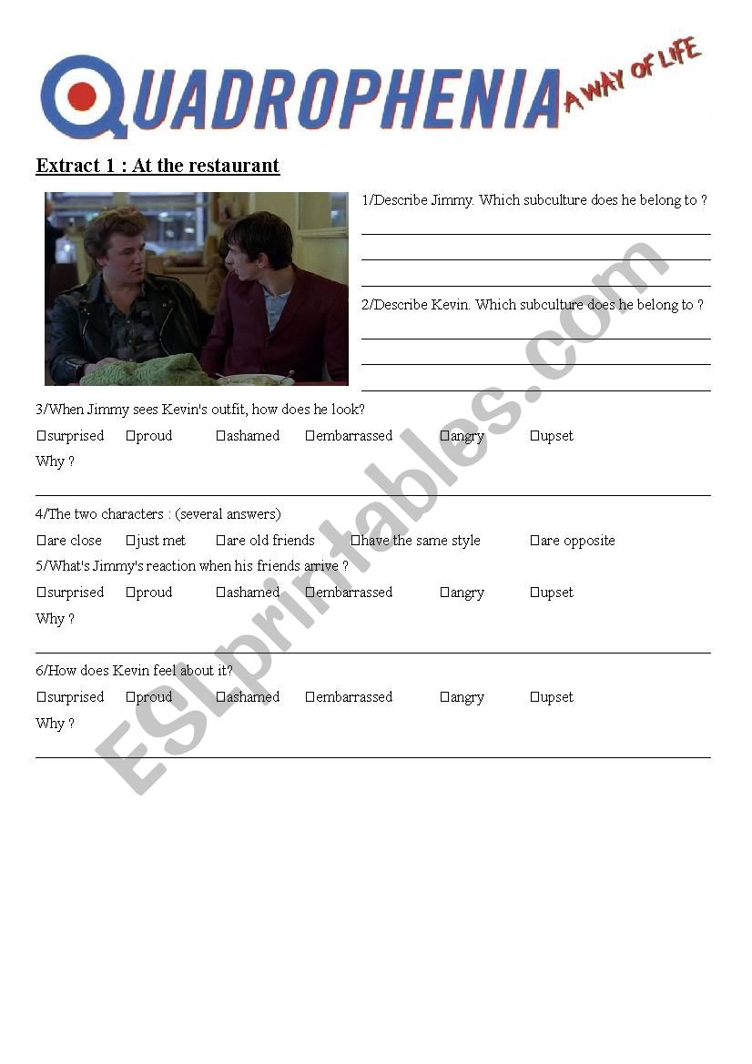 Quadrophenia worksheet