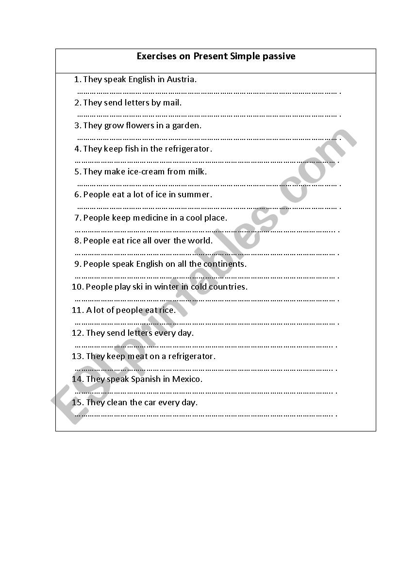 Present Simple passive worksheet