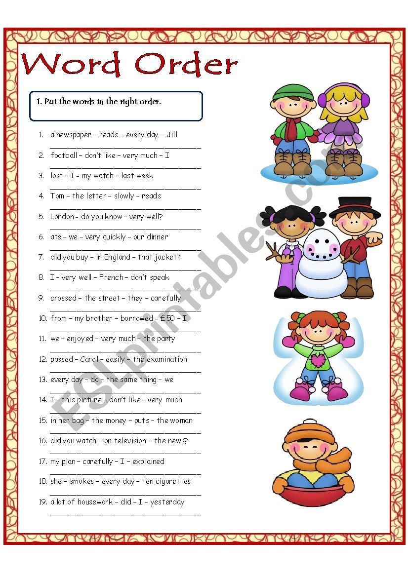 Word Order worksheet