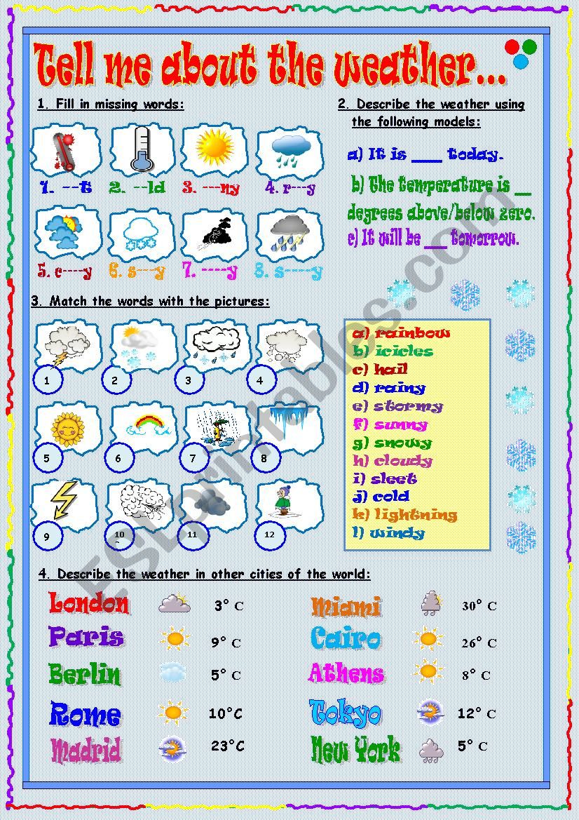 Tell me about the weather... worksheet