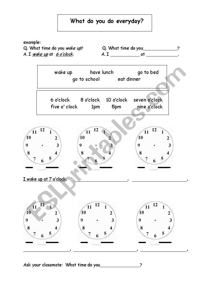What do you do everyday? worksheet