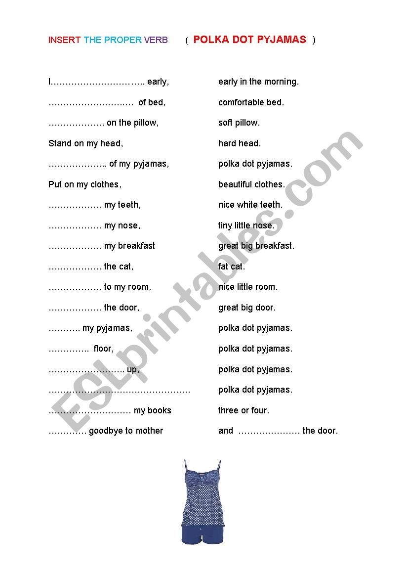 POLKA DOT PYJAMAS worksheet