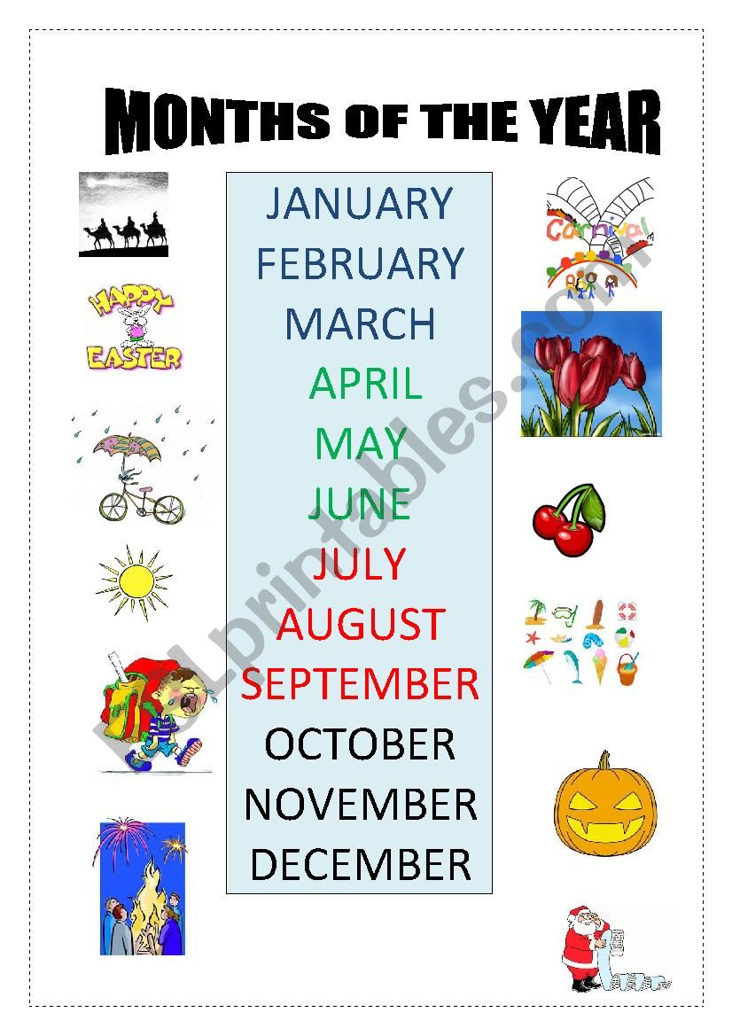 Months of the year worksheet