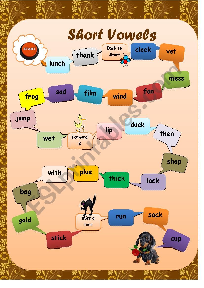 Phonics. Short Vowels. Board Game