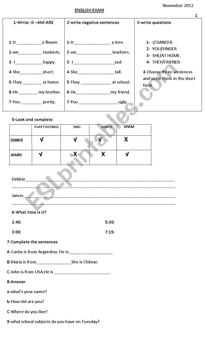 verb to be and more worksheet