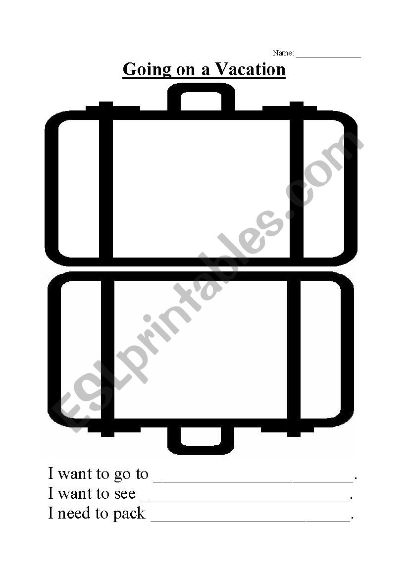 Vacation suitcase worksheet