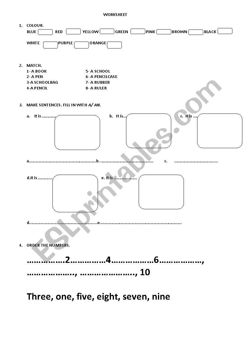 animals/ numbers worksheet worksheet